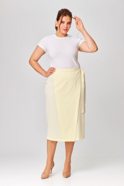 Юбка из вискозы с запахом и треугольным вырезом Abbi 3001 молочный - фото 1