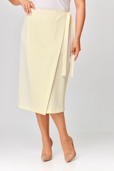 Юбка из вискозы с запахом и треугольным вырезом Abbi 3001 молочный - фото 2
