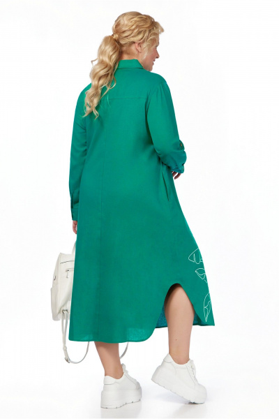 Льняное свободное платье бохо с карманами и разрезами LaKona 11513 ментол - фото 2