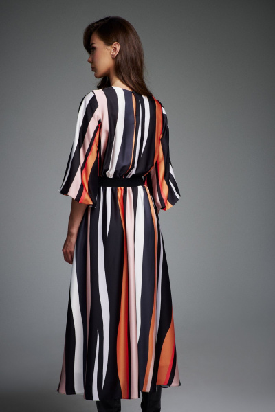 Миди платье приталенного силуэта с поясом-резинкой DILIA 0881 мультидизайн - фото 4