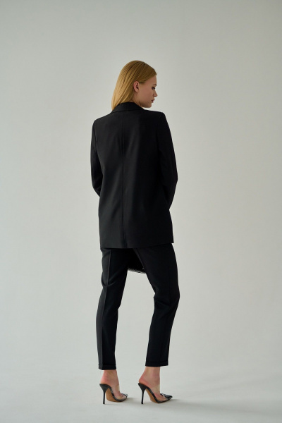 Жакет деловой классика с карманами и отложным воротником Мастер Мод 694зс чёрный - фото 2