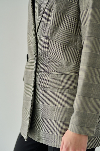 Жакет из текстиля в клетку с прорезными карманами Мастер Мод 761бс серый - фото 4