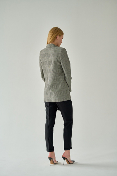 Жакет из текстиля в клетку с прорезными карманами Мастер Мод 761бс серый - фото 2