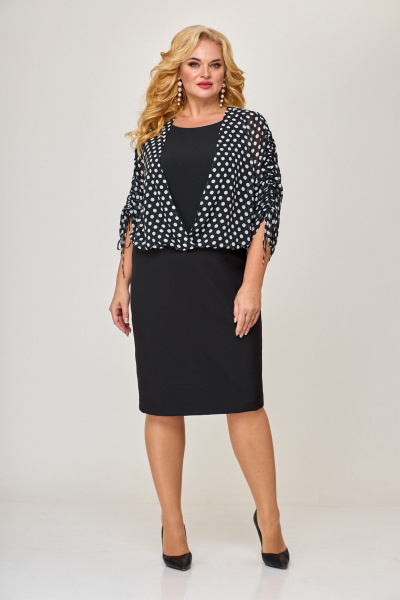 Платье с рельефными швами и вырезом до линии талии Alani Collection 2023 черный+белый - фото 1