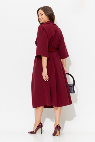 Платье с объемными складками и съемным поясом для повседневных образов Anastasia 1108 бордо - фото 5