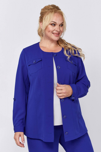 Двухпредметный костюм жакет и брюки с классическим кроем и резинкой по спинке Algranda А3972-с - фото 7