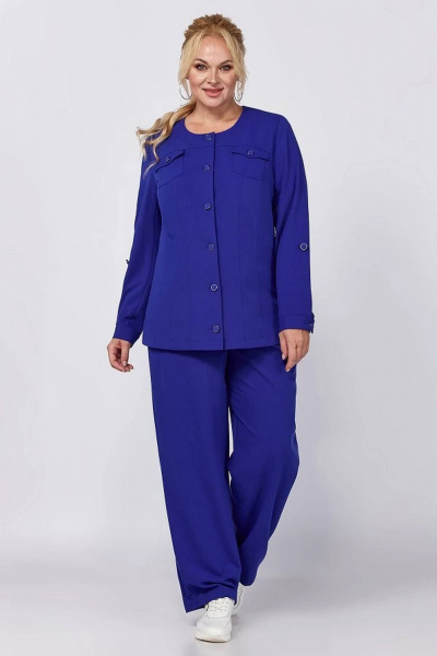 Двухпредметный костюм жакет и брюки с классическим кроем и резинкой по спинке Algranda А3972-с - фото 6