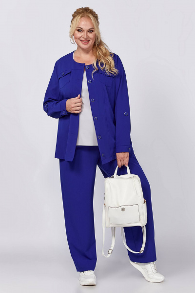 Двухпредметный костюм жакет и брюки с классическим кроем и резинкой по спинке Algranda А3972-с - фото 2