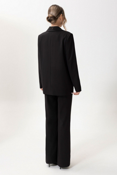 Демисезонный костюм брюки жакет из текстиля на каждый день Golden Valley 6620 черный - фото 4