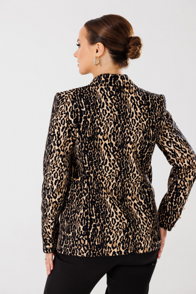 Модный костюм брюки жакет из костюмной ткани с леопардовым принтом Mubliz 209 леопард_черный - фото 15