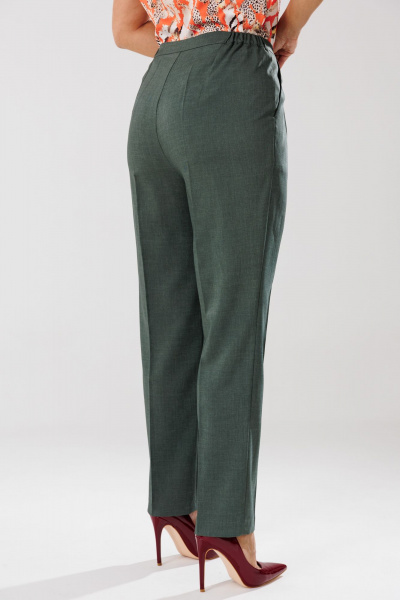 Демисезонный костюм блуза брюки жакет из текстиля с рельефами Mubliz 204 хаки-оранж - фото 13