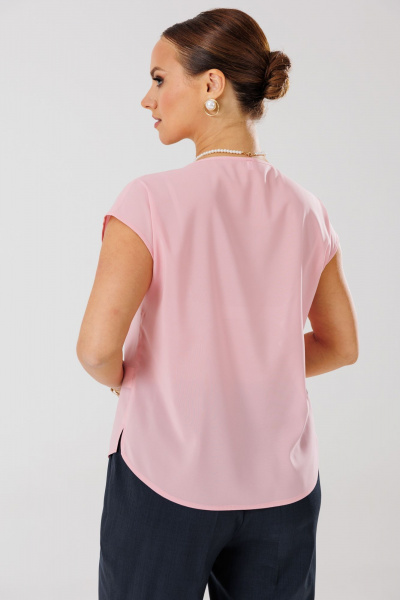 Демисезонный костюм блуза брюки жакет из текстиля с рельефами Mubliz 204 графит-розовый - фото 11