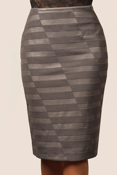 Серая классическая юбка из трикотажа на подкладке Klever 262 2-дымчатый-серый - фото 1