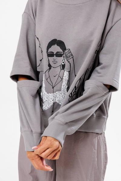 Брюки и джемпер женский демисезонный комплект из трикотажа Fantazia Mod 4604 - фото 5