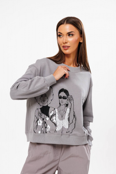 Брюки и джемпер женский демисезонный комплект из трикотажа Fantazia Mod 4604 - фото 3