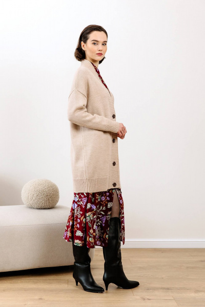 Уютный женский кардиган вязаный из шерстяной пряжи Romgil РВ0089-ШЕ5 светлый_опаловый - фото 13