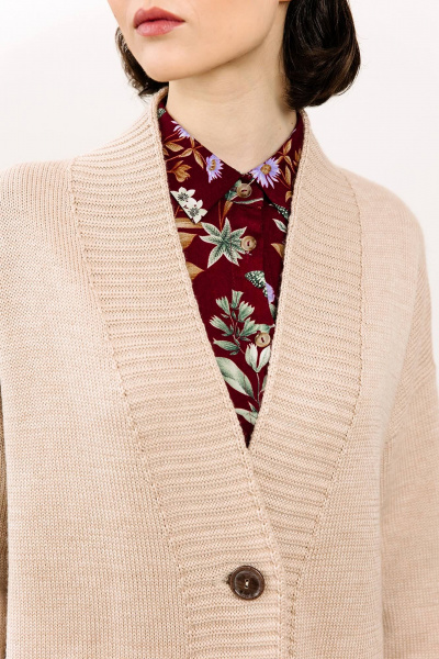 Уютный женский кардиган вязаный из шерстяной пряжи Romgil РВ0089-ШЕ5 светлый_опаловый - фото 11