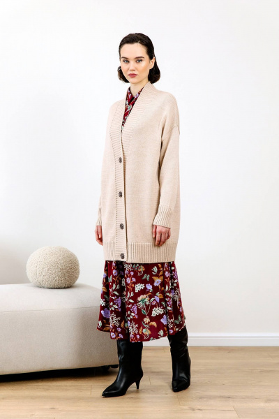 Уютный женский кардиган вязаный из шерстяной пряжи Romgil РВ0089-ШЕ5 светлый_опаловый - фото 10