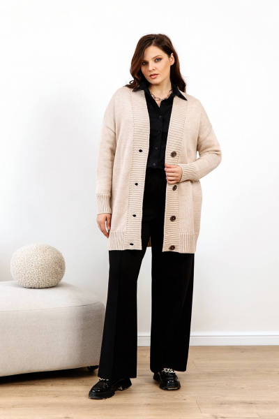 Уютный женский кардиган вязаный из шерстяной пряжи Romgil РВ0089-ШЕ5 светлый_опаловый - фото 9