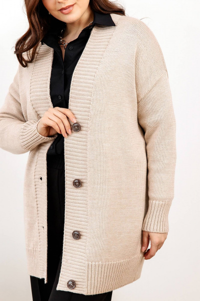 Уютный женский кардиган вязаный из шерстяной пряжи Romgil РВ0089-ШЕ5 светлый_опаловый - фото 7