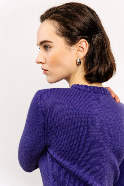 Джемпер классический из мягкого трикотажа для офиса Romgil РВ0116-ШЕ5 глубокий_фиолетовый - фото 8
