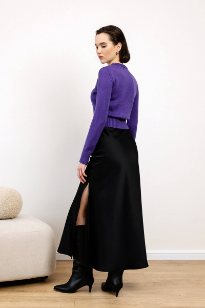 Джемпер классический из мягкого трикотажа для офиса Romgil РВ0116-ШЕ5 глубокий_фиолетовый - фото 3