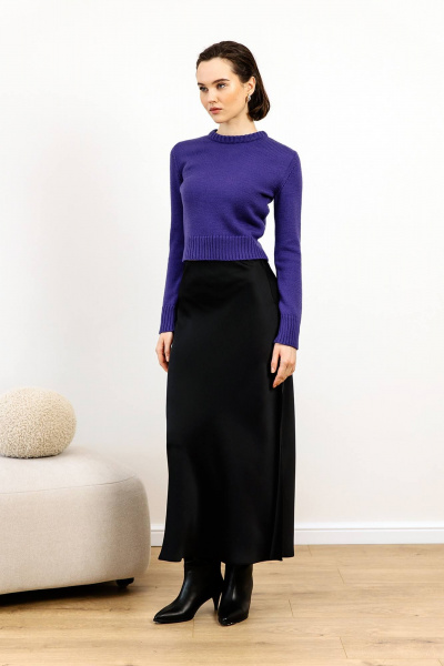 Джемпер классический из мягкого трикотажа для офиса Romgil РВ0116-ШЕ5 глубокий_фиолетовый - фото 2