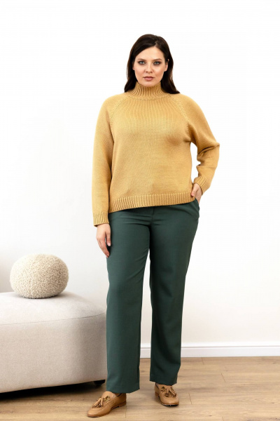 Демисезонные брюки с вместительными карманами и высокой посадкой Romgil РТ0037-ПЭ2 темно-зеленый - фото 4