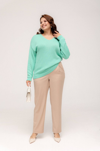 Джемпер оверсайз из трикотажа с хлопком для стильной повседневности Romgil 875ХТЗ зеленая_мята - фото 5
