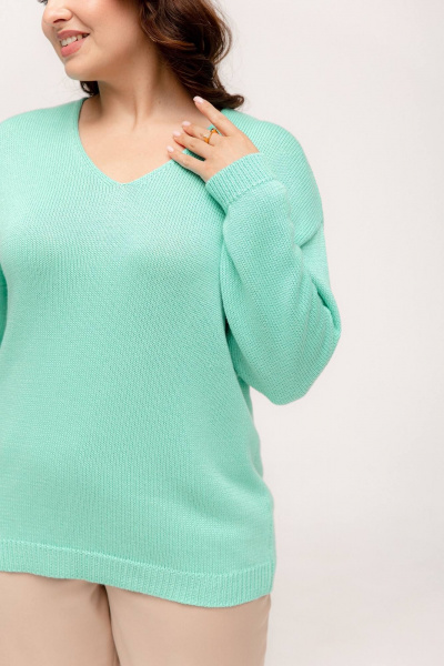Джемпер оверсайз из трикотажа с хлопком для стильной повседневности Romgil 875ХТЗ зеленая_мята - фото 3