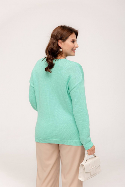 Джемпер оверсайз из трикотажа с хлопком для стильной повседневности Romgil 875ХТЗ зеленая_мята - фото 2