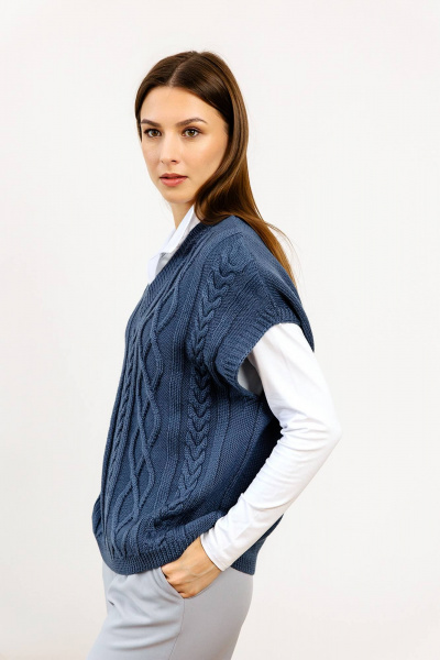 Жилет вязаный трикотажный с орнаментом для демисезона Romgil 926ШТЗ габардин - фото 5