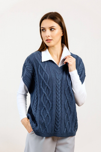 Жилет вязаный трикотажный с орнаментом для демисезона Romgil 926ШТЗ габардин - фото 3