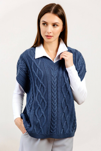 Жилет вязаный трикотажный с орнаментом для демисезона Romgil 926ШТЗ габардин - фото 1