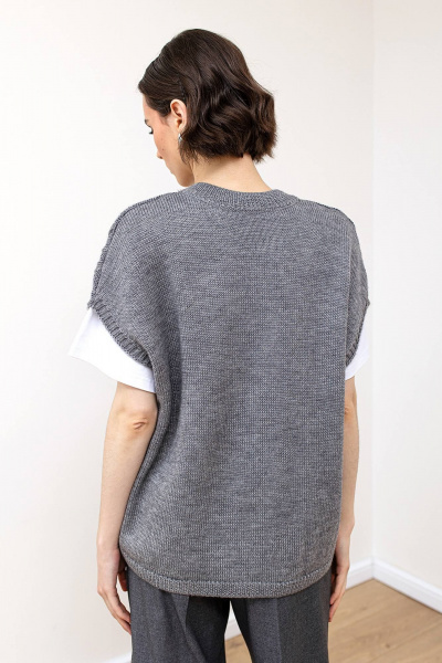 Жилет вязаный трикотажный с орнаментом для демисезона Romgil 926ШТЗ серый - фото 2