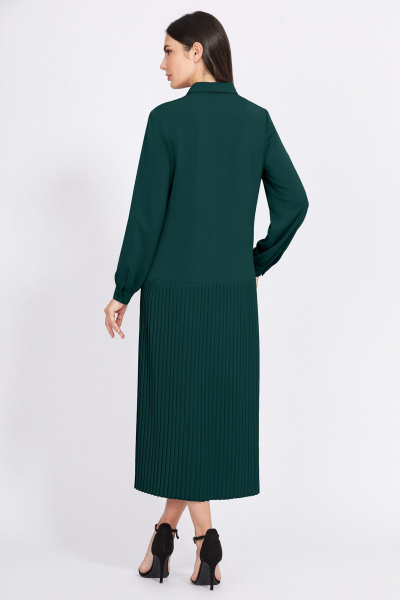 Платье-рубашка макси из текстиля для комфортного образа Bazalini 4929 зеленый - фото 3