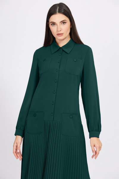 Платье-рубашка макси из текстиля для комфортного образа Bazalini 4929 зеленый - фото 2