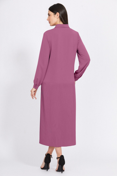 Платье-рубашка макси из текстиля для универсальной носки Bazalini 4929 фиолетовый - фото 3