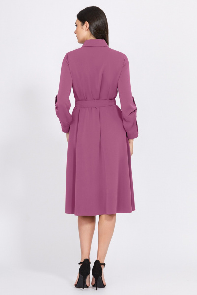 Платье миди с пуговицами и складками на одно плечо Bazalini 4933 фиолетовый - фото 3