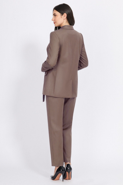 Двубортный жакет прямого кроя с классическими деталями Bazalini 4945 коричневый - фото 3