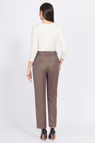 Элегантные брюки со стрелками и акцентами-поясками Bazalini 4946 коричневый - фото 3