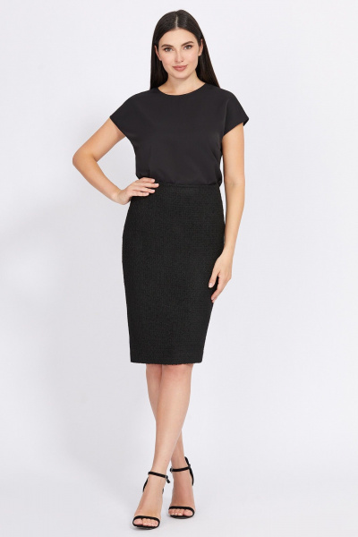 Юбка-карандаш до середины колена из шанель Bazalini 4967 черный - фото 2
