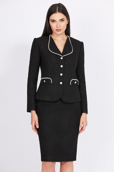 Юбка-карандаш до середины колена из шанель Bazalini 4967 черный - фото 1