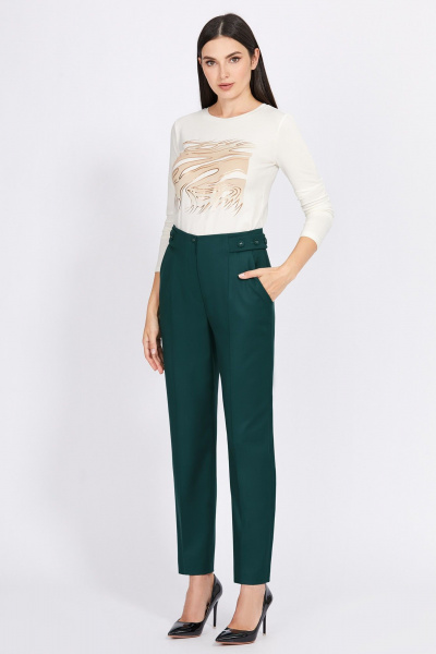 Брюки с стрелками для делового и повседневного образа Bazalini 4946 зеленый - фото 1