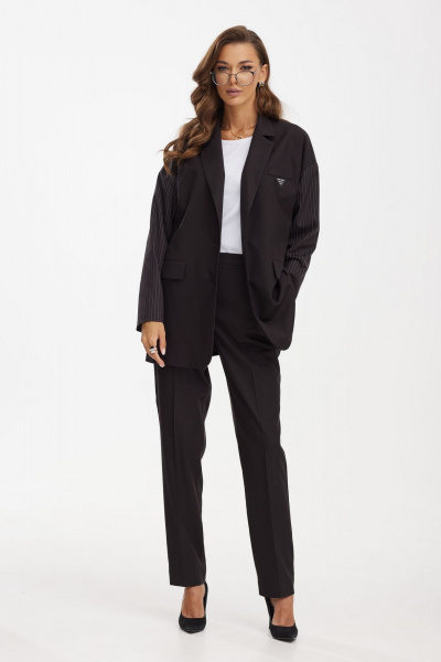 Костюм 3-ка из текстиля с укороченной футболкой для повседневной Твой имидж 1928 черный - фото 7