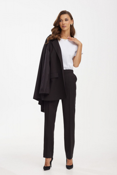 Костюм 3-ка из текстиля с укороченной футболкой для повседневной Твой имидж 1928 черный - фото 5