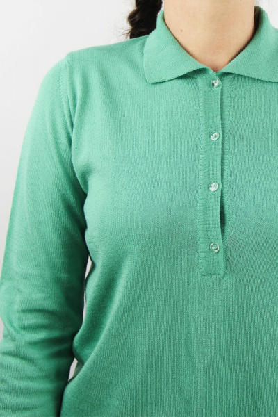 Джемпер вязаный из хлопка с воротником и пуговицами Полесье С1673-23 4С0673-Д43 158,164 зимняя_зелень - фото 3