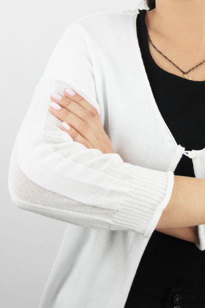 Жакет 2-ка из трикотажа и льна с рубашечным рукавом 7/8 Полесье С2689-18 8С0622-Д43 158,164 отбеленный - фото 3