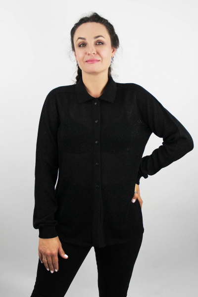 Жакет из вязаного трикотажа черного цвета для повседневных образов Полесье С2811-23 4С0724-Д43 158,164 черный+черный - фото 1