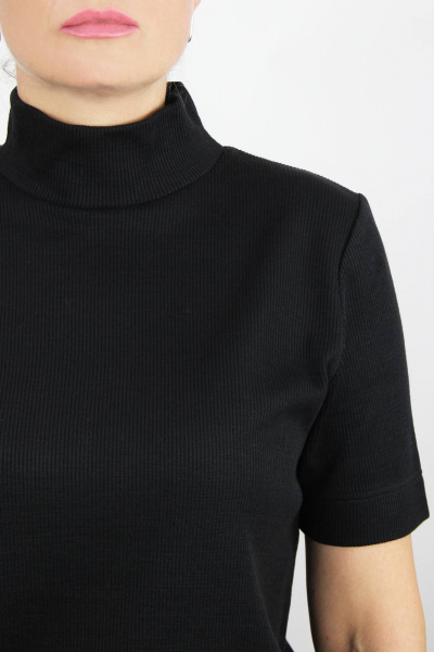 Демисезонный женский свитер вязаный короткий рукав Полесье С3742-24 4С0712-Д43 158,164 глубокий_черный - фото 3